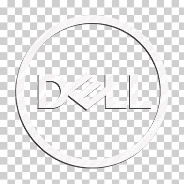icono de Dell, texto, logotipo, círculo, blanco y negro, emblema png