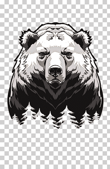 oso grizzly oso oso pardo cabeza oso perezoso, Blanco y negro, Camiseta, Hocico png